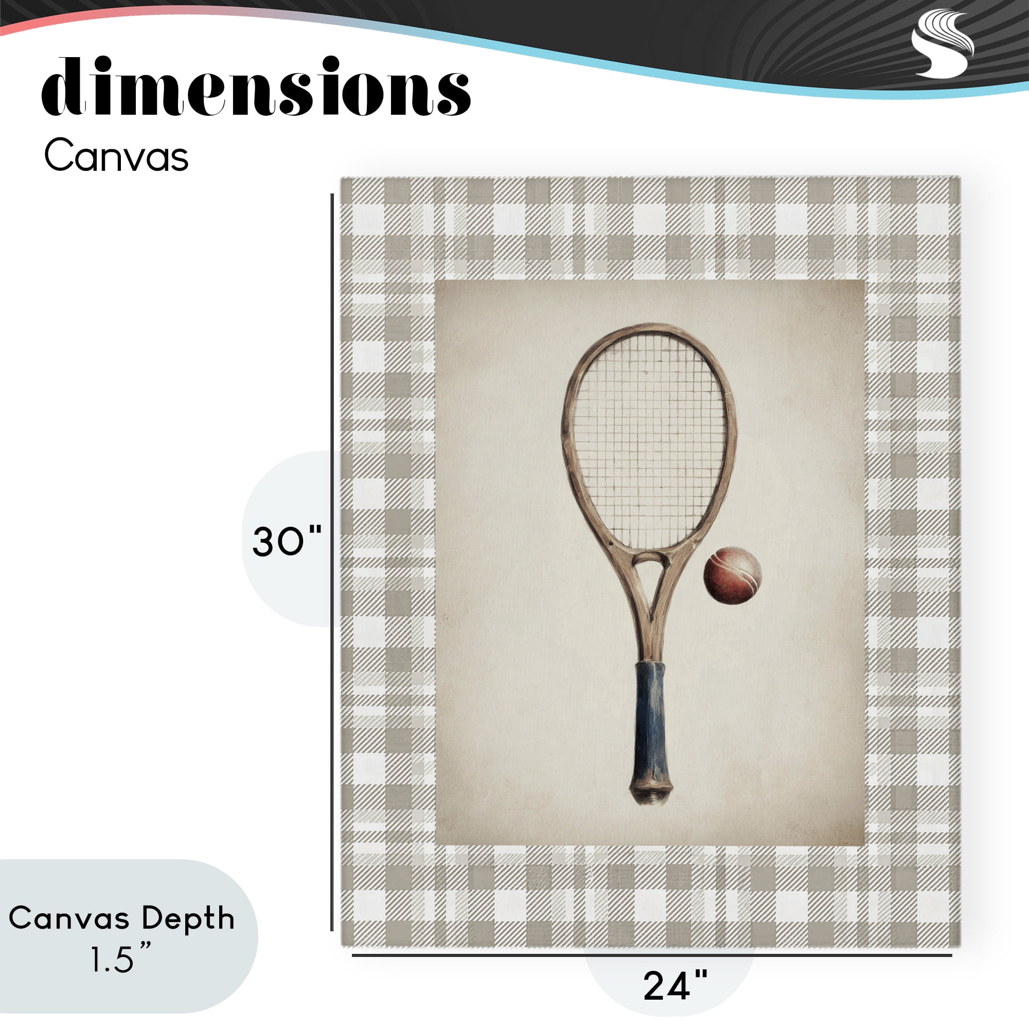 Stupell Industries Vintage Tennis Racket & Ball Canvas Wall Art, design by Sisi and Seb