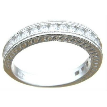 CZ Sterling Silver Antique-Style Wedding Band