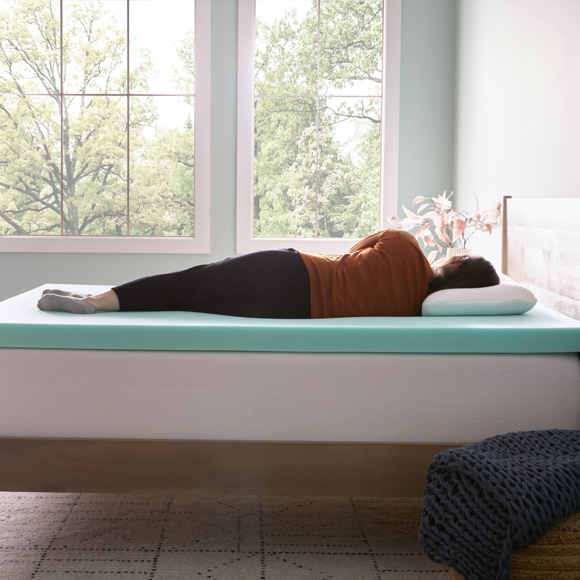 Linenspa 3" Cooling Gel and Green Tea Infused Memory Foam Mattress Topper, King