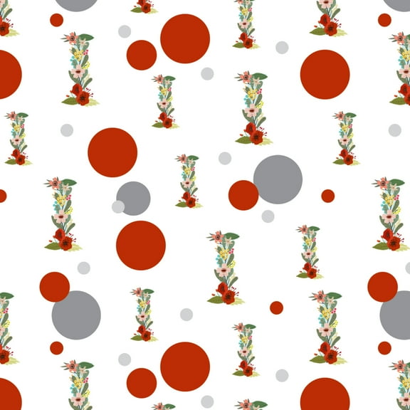 Letter I Floral Monogram Initial Premium Gift Wrap Wrapping Paper Roll