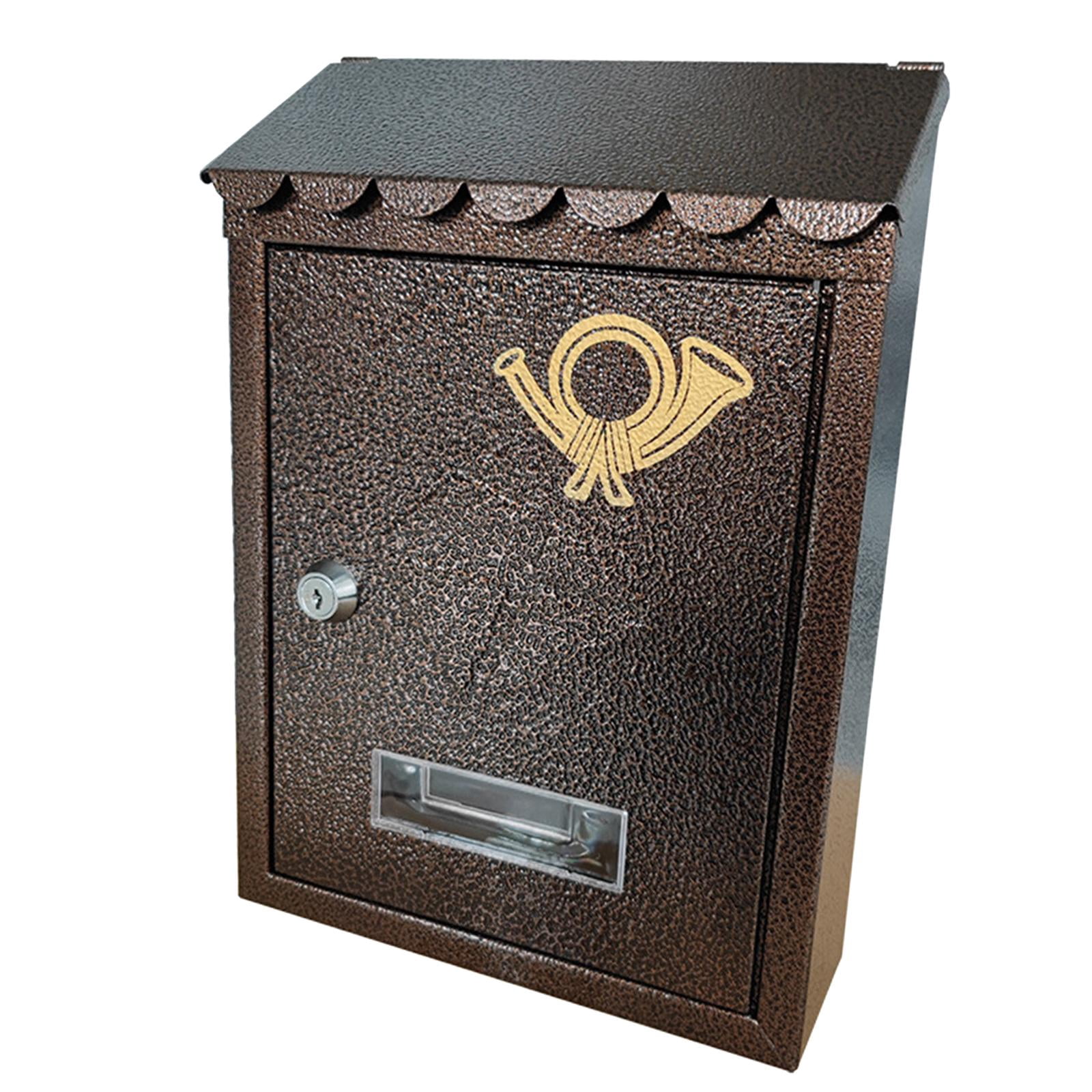 Wall Mount Mailbox Letterbox Front Door 21.5x7x30cm Outside Office Decorative Decor with Key Metal Locking Mailbox Porch Mail Box Drop Box bronze