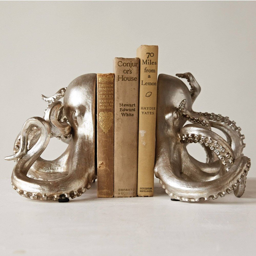 3R Studios Silver Resin Octopus Bookends