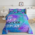 thumbnail image 2 of Castle Fairy Eat Sleep Soccer Bedding Comforter Set 2pcs for Children Teens Adults,Graffiti Splash Twin Comforter Sets Microfiber,Gradient Blue Purple Green Breathable Bedding Set, 2 of 8