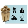 thumbnail image 1 of Seashore Ocean Surf Wave Lighthouse Seagull Sail Boat Rubber Stamp Set for Scrapbooking Crafting Stamping - Small 3/4 Inch, 1 of 7