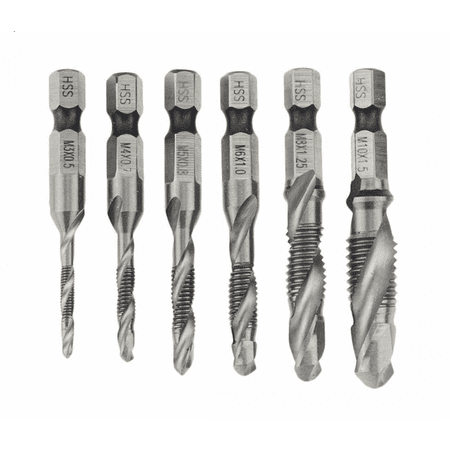 

2pc Thread M3 M4 M5 M6 M8 M10 Screw Tap Drill Bits Hss Taps Countersink Deburr Metric High Speed Steel 1/4 IN Quick Change Hex