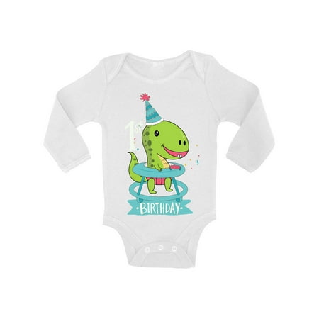 

Awkward Styles Dinosaur One Piece 1st Birthday Baby Bodysuit Long Sleeve Baby Shower Gifts T Rex Birthday Party Cute Gifts for 1 Year Old Cute Dinosaur One Piece Top for Newborn Baby 1st Birthday