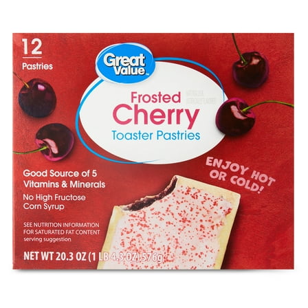 Great Value Frosted Cherry Toaster Pastries, 20.3 oz, 12 Count