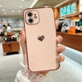 thumbnail image 3 of Phone Cases for iPhone 11 6.1" Cute Cases Plating Love Heart Side Print Design Luxury Screen Camera Protection Anti-Fall Shockproof Soft TPU Bumper Electroplated Silicone Cover, 3 of 12