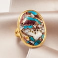 thumbnail image 5 of Ross-Simons Oval Kingman Turquoise Ring in 18kt Gold Over Sterling, Women's, Adult, 5 of 7
