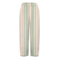 thumbnail image 4 of BKQCNKM Linen Pants Women, Gauze Pants, Striped Pants Women, Striped Linen Pants Summer Casual Wide Leg Pants with Pockets, Travel Pants Women, Green 1 XL, 4 of 5