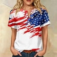 thumbnail image 2 of Women's Tops, Tees & Blouses Short Sleeve 4th of July Patriotic Summer 250th Anniversary USA shirt Button V-Neck American Flag Stars Striped Fashion Beach Vacation Shirts White S, 2 of 10