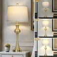 thumbnail image 4 of Cinkeda 28.75" Tall Table Lamps Set of 2 for Living Room Bedroom with USB C+A Ports AC Outlet Modern Gold 3 Way Dimmable Touch Control Nightstand Bedside Lamp, 4 of 6