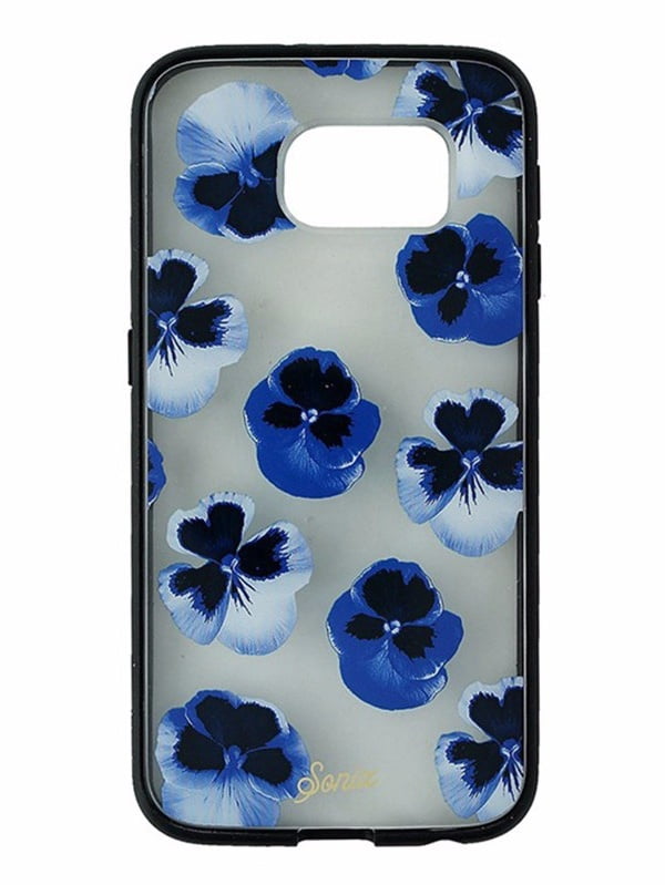 sonix clear coat hybrid case cover samsung galaxy s6 - clear / blue flowers