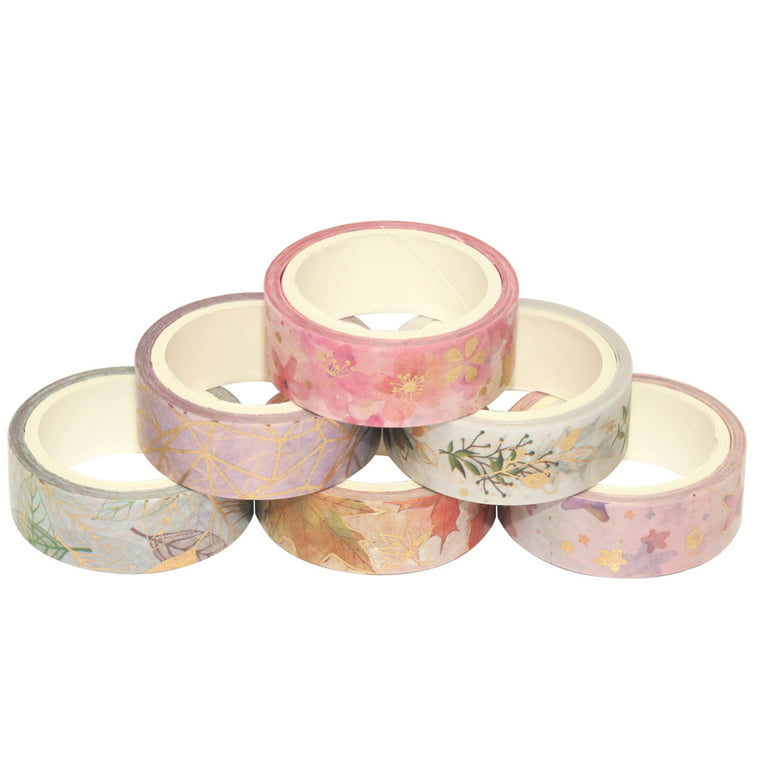 YUBBAEX Floral Gold Washi Tape Set Vsco Foil Masking Tape Decorative for Arts, DIY Crafts, Journal Supplies, Planners, Scrapbook, Card/Gift Wrapping