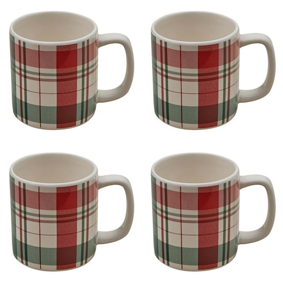 Split P Winter Botanic Plaid Mug Set - White