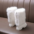 thumbnail image 6 of VNKIDY Girls Kids Solid Color Mid Calf Boots Fuzzy Upper Smooth Leather Thick Sole Warm Shoes For Winter Casual Daily Wear Leisure Footwear, 6 of 7
