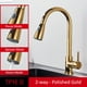 thumbnail image 1 of Grifo de cocina de oro cepillado Quyanre, grifo de agua extraíble para fregadero de cocina, grifo mezclador de un solo mango, grifo de ducha de cocina de rotación 360 Tan Jianjun unisex, 1 of 2