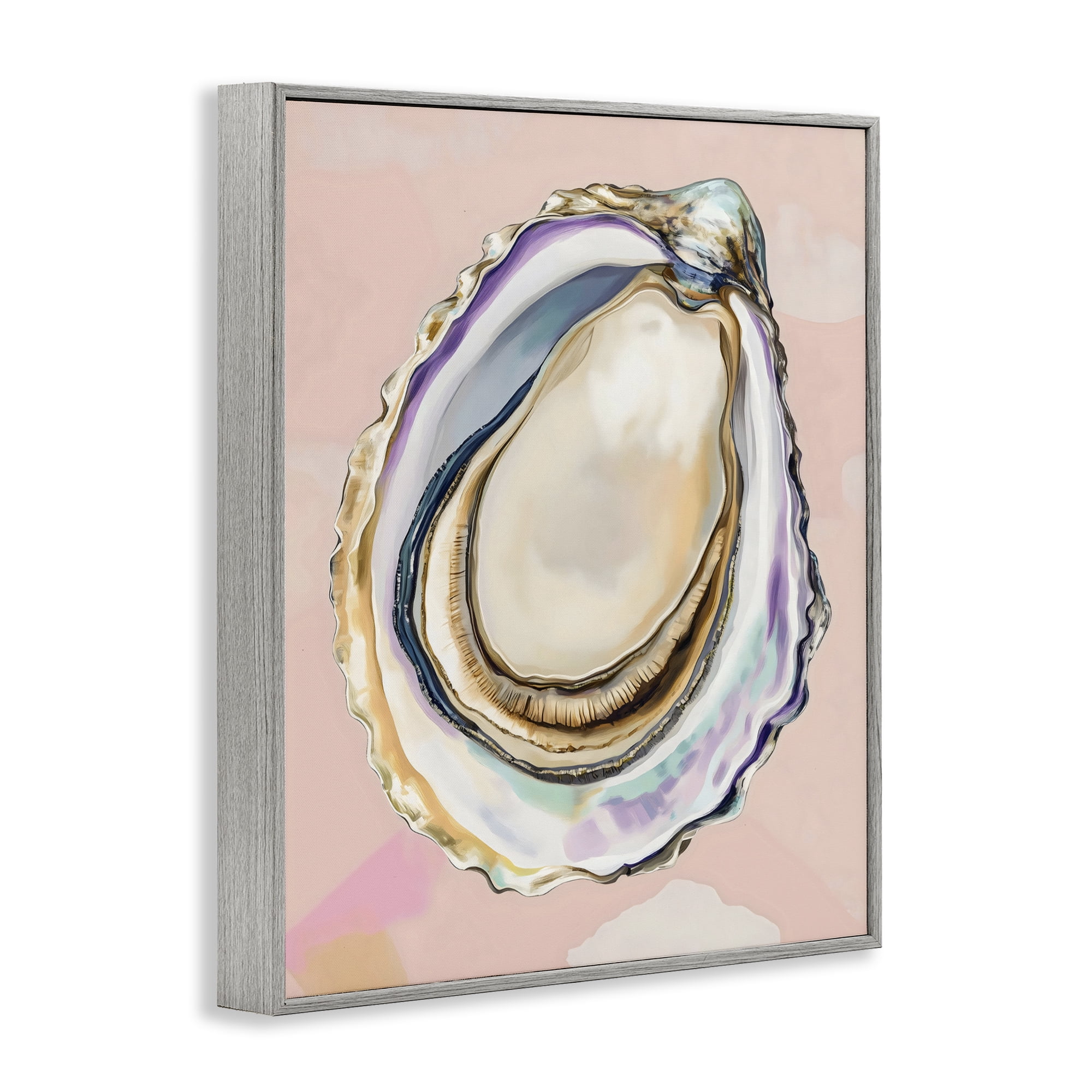 Stupell Industries Pink Oyster Shell Elegance Gray Framed Giclee Art, design by The Prints Vibe