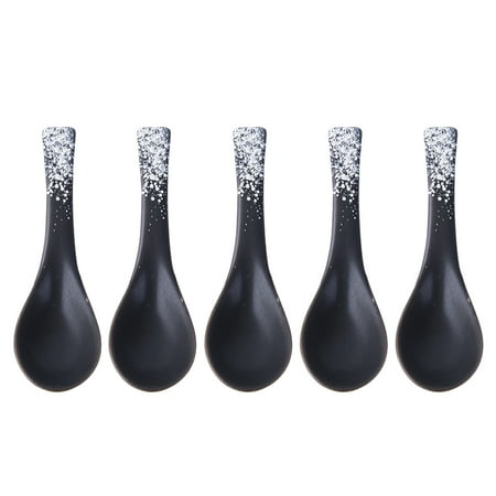 

5Pcs Ceramic Soup Spoons Practical Restaurant Rice Spoon Kitchen Tableware