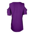 thumbnail image 6 of up to 60% off Gifts wycnly Shirts for Women Casual Solid Going out Loose Fit Cold Shoulder Tunic Tops Summer Trendy Plain Short Sleeve Crewneck Ladies Blouses Purple XXL, 6 of 6