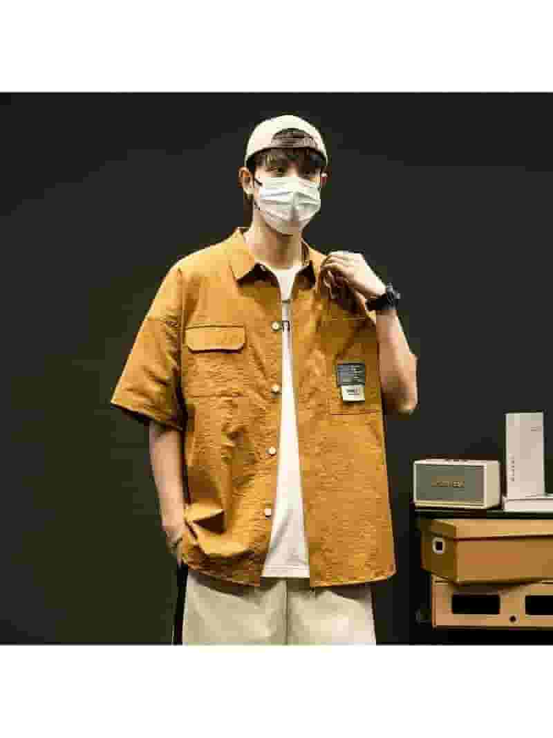 Summer Men Short Sleeve Shirts Japanese Casual Lapel Blouses Summer Men Short Sleeve Shirts Japanese Casual Lapel Blouses