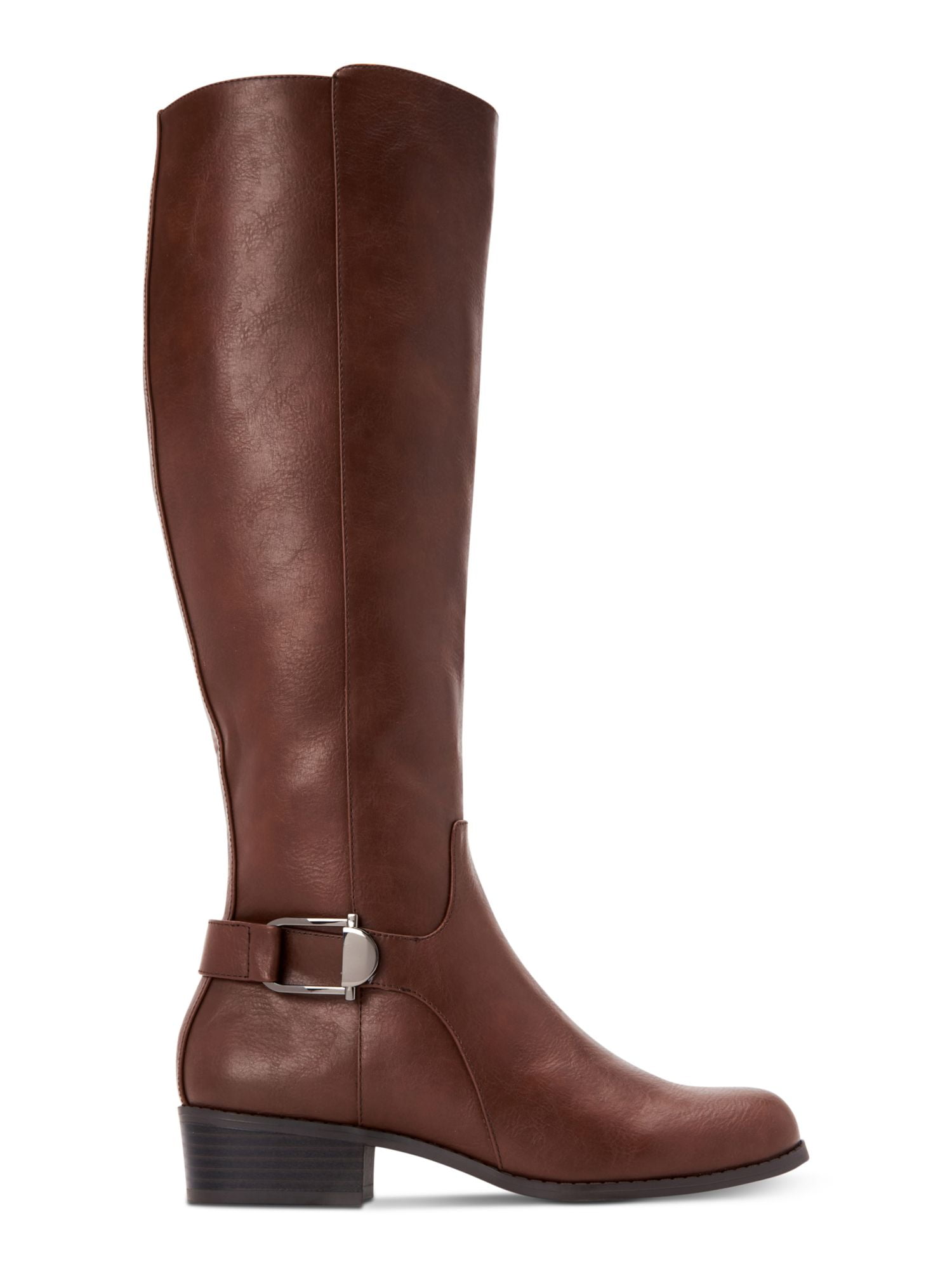 ALFANI Womens Brown Cushioned Buckle Accent Kallumm Block Heel Zip