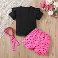 thumbnail image 6 of HCNTES Toddler Girl Set Adorable Cat Print Ruffle Sleeve Top Heart Shorts and Headband 3-Piece Set for Summer Days Toddler Girl Summer Clothes, 6 of 6