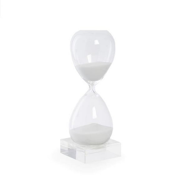 Minuterie de Sable Cristal International 60 Minutes sur Base de Cristal avec Sable Blanc - Clair & Blanc