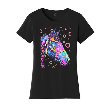 Horse Womens Shirt - Womens Neon Horse Paint Splash Short-Sleeve T-Shirt