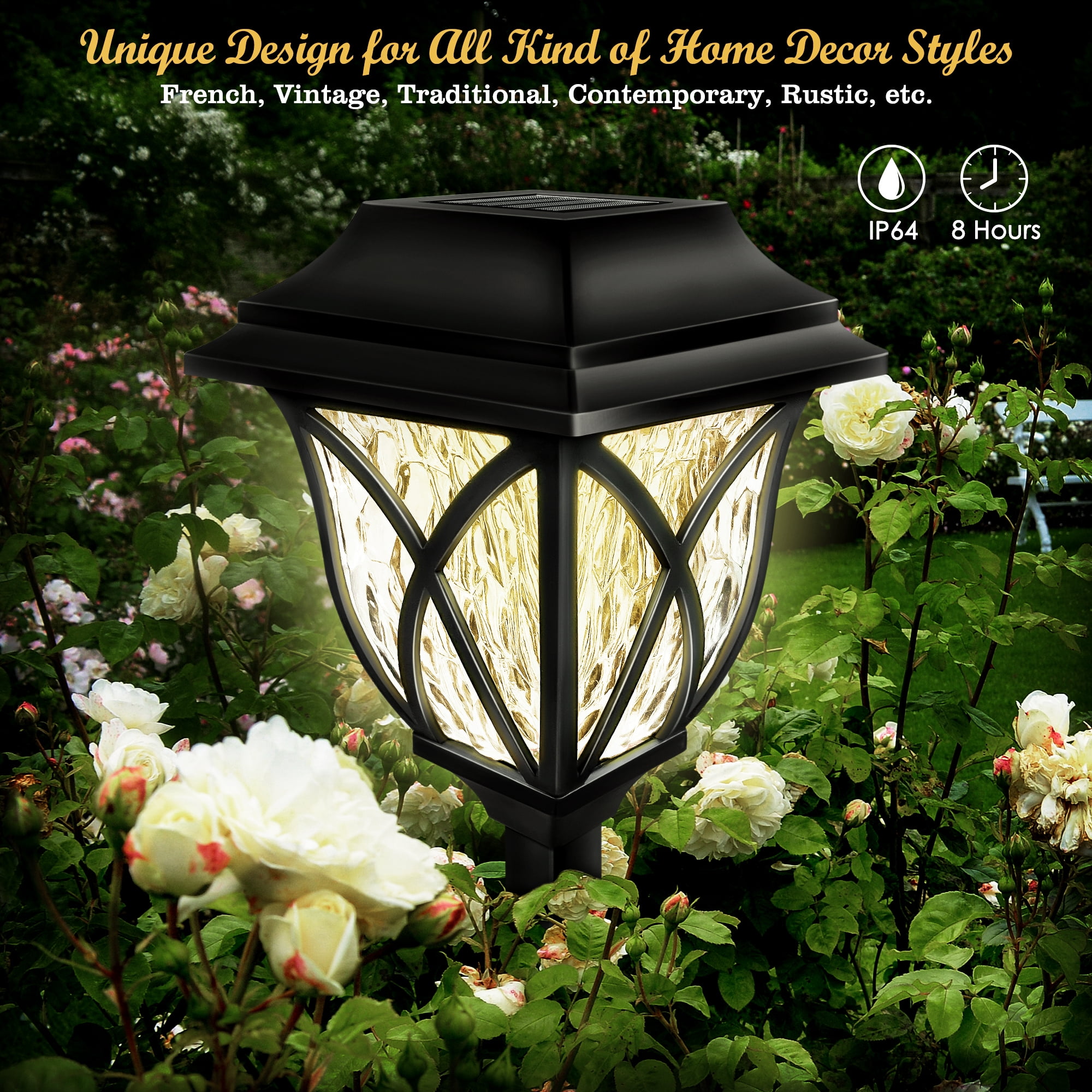 Solaire 2PCS Rose Spotlight 4 DEL Outdoor Flood Light Garden Wall Lamp Waterproof 