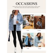 Eytino Womens Denim Jacket Oversized Jean Jacket Casual Long Sleeve Drop Shoulder Button Front Jean Jacket Coat with Pockets