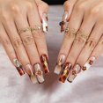 thumbnail image 2 of Ataúd largo OCOUYVD de Press on Nails con diseño floral 3D, 2 of 7