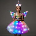 thumbnail image 2 of Disfraz de unicornio para niñas de SHINYOU, con luz LED y arcoíris, con alas, de 3 a 4 años, 2 of 8