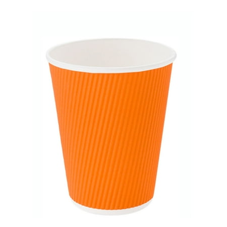 

12 oz Tangerine Orange Paper Coffee Cup - Ripple Wall - 3 1/2 x 3 1/2 x 4 1/4 - 500 count box