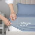 thumbnail image 4 of Vellux Jersey Knit 4-Piece Queen Sheet Set, Cotton Blend, Blue, 4 of 5