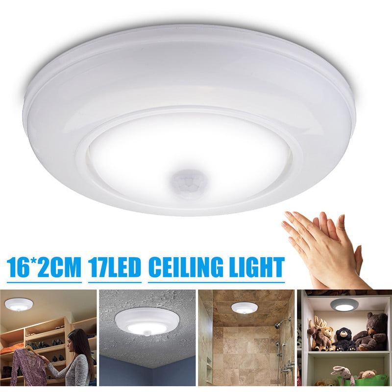 Motion Sensor Led Ceiling Light 17led 3825smd Flush Mount Round Lighting Fixture For Indoor Outdoor Stairs Closet Rooms Porches Basements Hallways Pantries Laundry 4000k White Com - Led Closet Ceiling Light Fixture