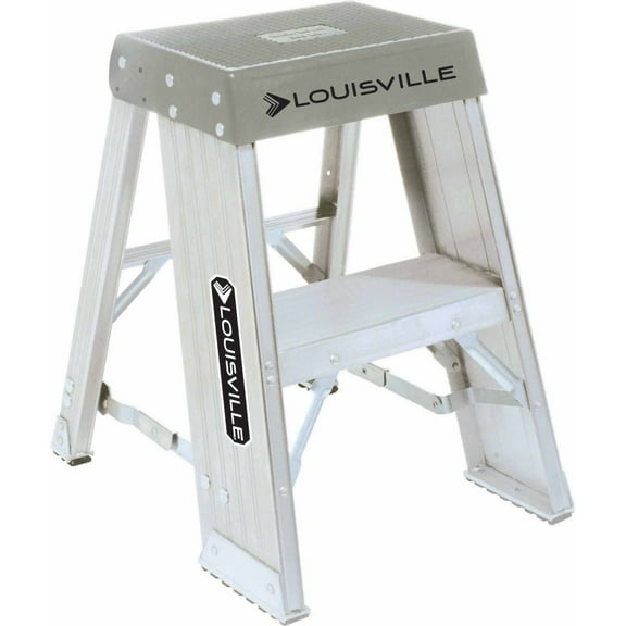 Louisville Ladder 2' Aluminum Step Stool, 8' Reach, 300 lbs Load Capacity, AY8002