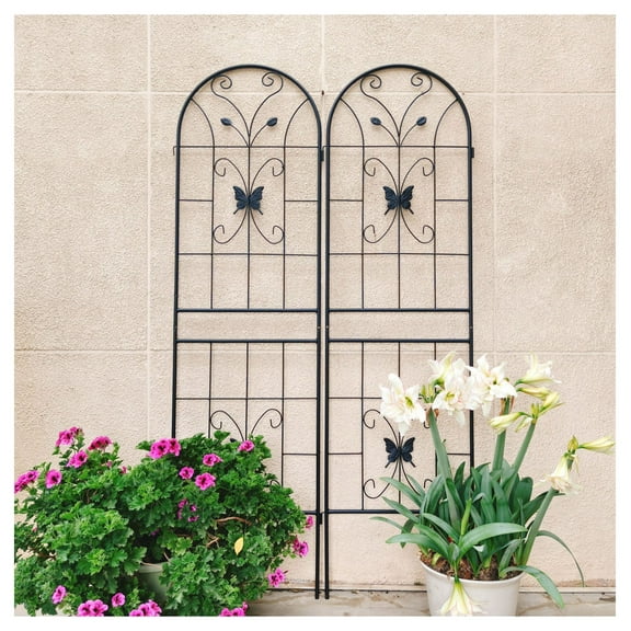 2 Pack Metal Garden Trellis 71" x 19.7" Rustproof Trellis for Climbing Plants Outdoor Flower Support Black