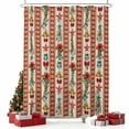 thumbnail image 2 of Christmas Poinsettia Shower Curtain, Xmas Pine Branch Snowflake Bell Stars Waterproof Fabric Shower Curtains with 12 Hooks, Bathroom Curtain Set for Bathroom Accessories Decor, 72 x 96 Inches, 2 of 9