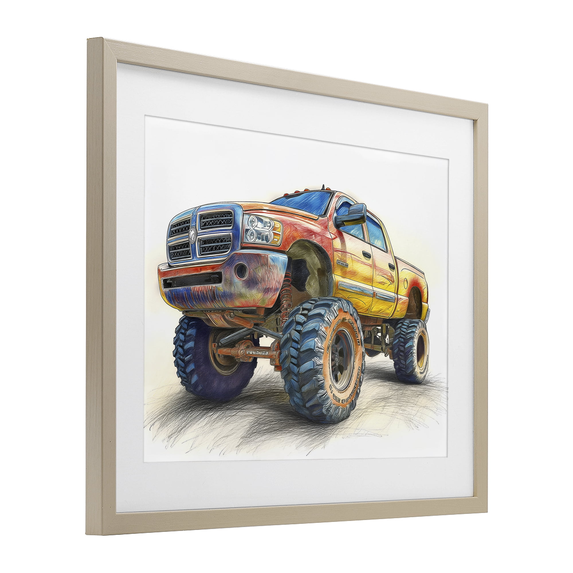 Stupell Industries Lifted Offroad Truck Birch Framed Print Under Glass, design by Steve Hunziker