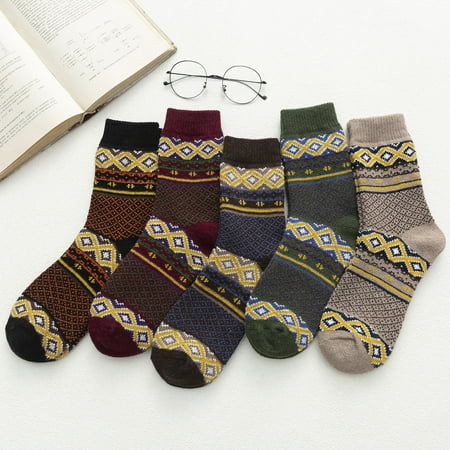 

Yedhsi Hot Socks 5 Pack Womens Socks Vintage Winter Soft Warm Cold Knit Wool Socks