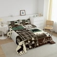 thumbnail image 2 of Rustic Patchwork Queen Bed Comforter Set, Hunting Deer Bear Bedding Retro Cabin Lodge Decor Quilt Teens Men, Woodland Country Wild Animal Down Comforter Adventure Camping Decor, Brown, 2 of 5