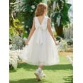 thumbnail image 5 of Oudiya Flower Girls Dress Bowknot V-Back Formal Pageant Ball Gown Party Wedding Tulle Long Dresses, 4-12Y, 5 of 7