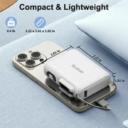 Yoobao Portable Charger with Cable, 10000mAh 22.5W Fast Charging USB-C Power Bank with LED Display, White