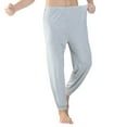 thumbnail image 3 of Defitshape Men's Long Sleep Pants Yoga Pants Cotton Summer Fall Sleepwear Stretch Comfy Ankle Lounge Casual Loose Fit Pockets Lightweight Pajama Pants Light Grey XX-Large, 3 of 5