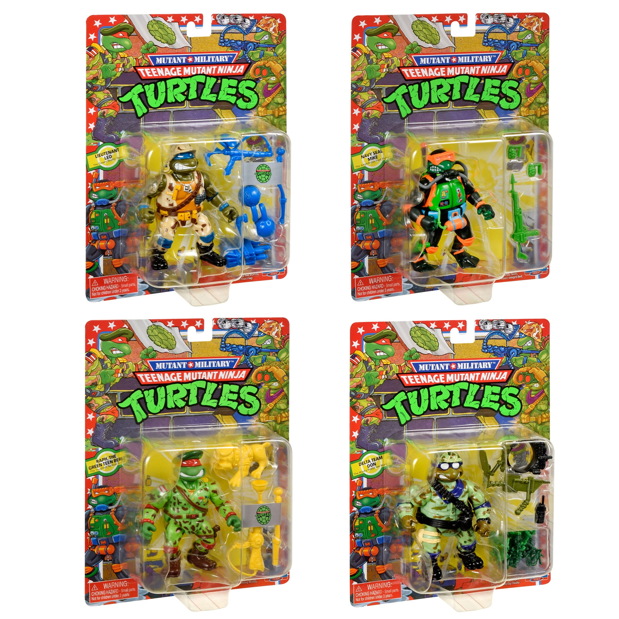 Classic Teenage Mutant Ninja Turtles: Military Turtles Figure 4-Pack by Playmates Toys
