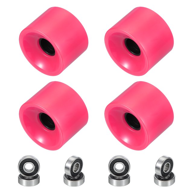 Uxcell Roues de Planche à Roulettes Roues de Rue Roues de Cruiser en PU avec Roulements 608RS pour Remplacement de Skateboards Rose 70 x 51 mm