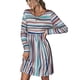 thumbnail image 1 of Vestido de manga larga con cuello redondo, estampado de rayas, hasta la rodilla, vestido informal de línea A para otoño, 1 of 7