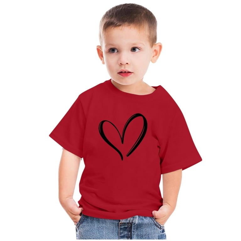 Jalioing Boys Girls Heart Shirt T-Shirt for Kids Crew Neck