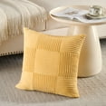 thumbnail image 2 of Fancy Homi Set of 2 Yellow Boho Decorative Throw Pillow Covers 18x18 inch for Living Room Bedroom Couch Bed Sofa, Modern Farmhouse Home Decor, Striped Patchwork Plaid Corduroy Accent Cushion Case, 2 of 5
